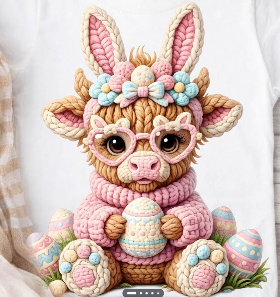 Knitted highland cow bunny