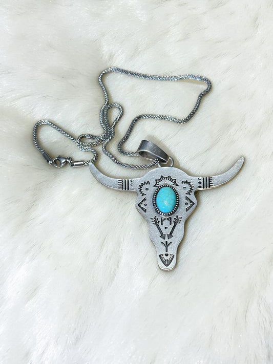Bull horn turquoise  necklace