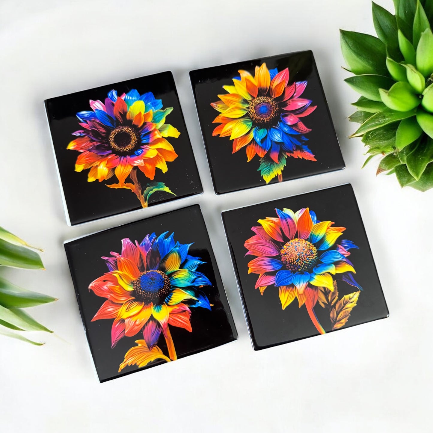 Dark flower coasters