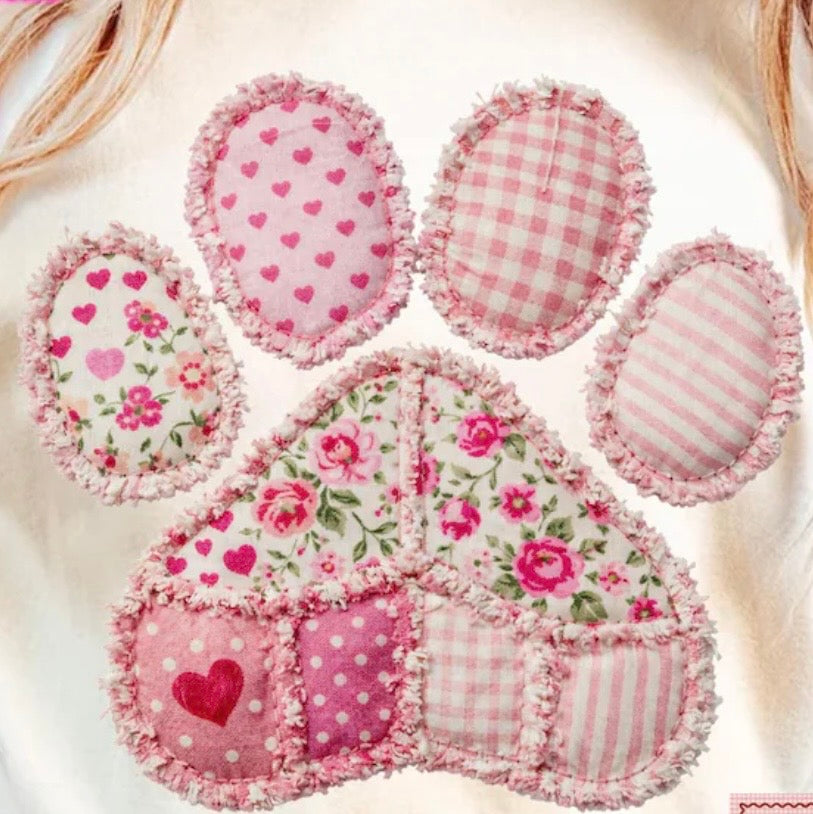 Pink paw patchwork design