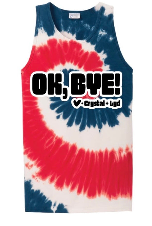 Red white blue Tye Dye merch tank unisex sizing runs big