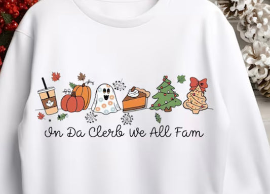 In the clurb sweatshirt