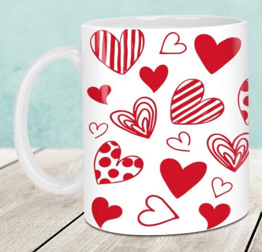 Hearts Valentine’s Day mug ￼