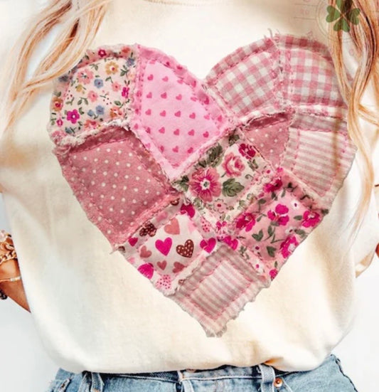 Pink heart patchwork design