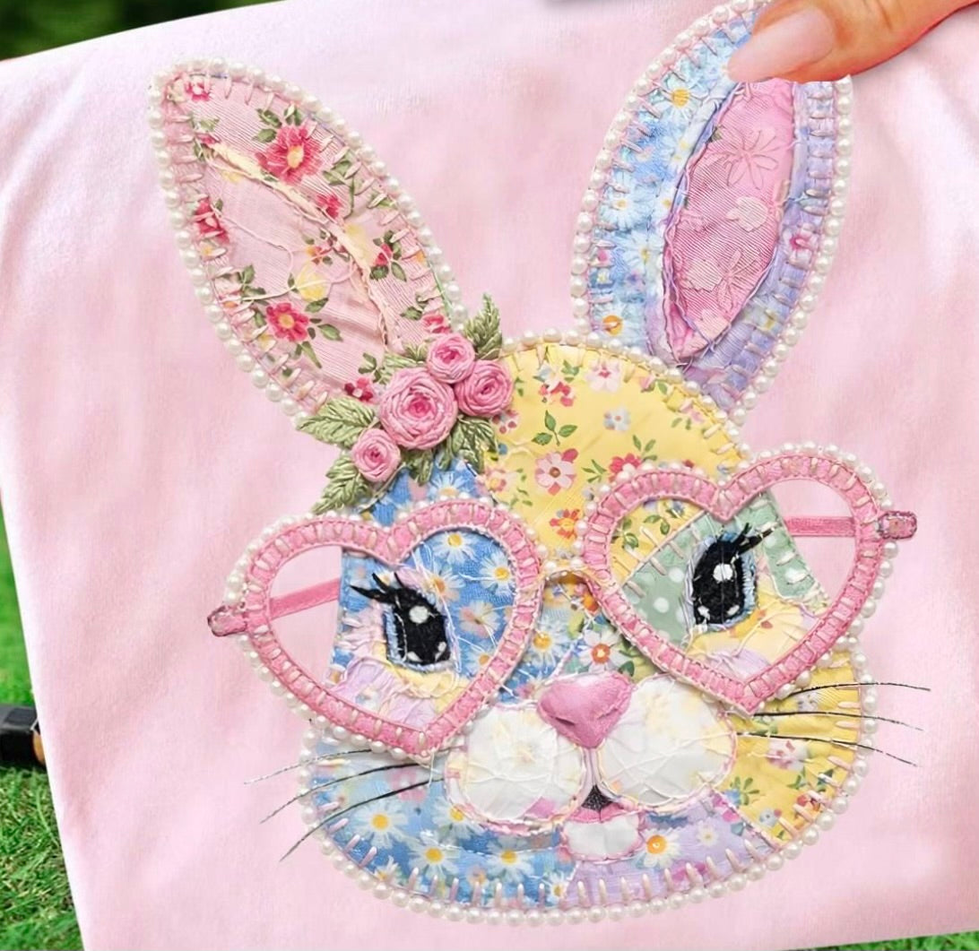 Patchwork bunny with glasses