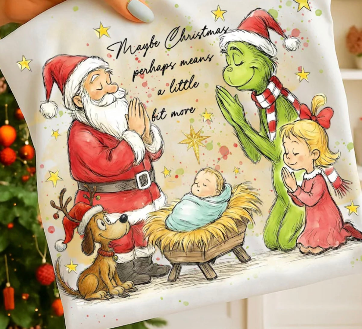 Santa and grinch manger