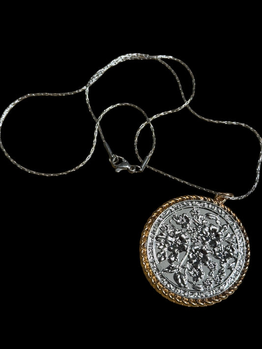 Floral coin necklace